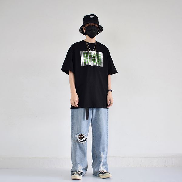 

new men's street loose casual trousers loose jeans men trend, Black