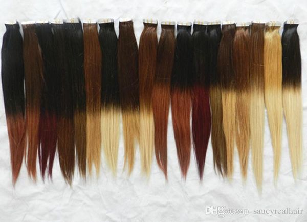 

european market 100% human remy tape hair 100% russion hair skin weft natural color 100g/40pieces, Black