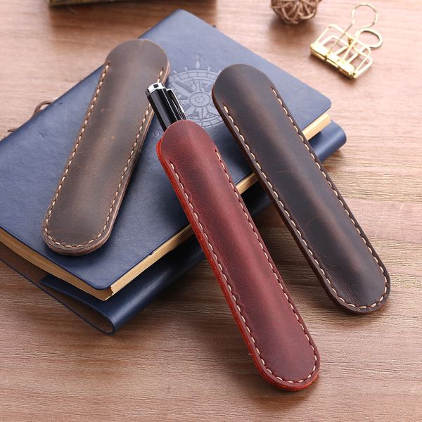 

handmade genuine leather pencil bag pen holder leather case retro vintage style accessories for the travel diary