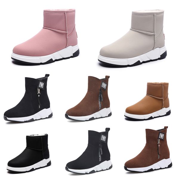 

non-brand зимние ботинки женщин тройной черный красный бежевый коричневый замша снег ботильоны keep warm 35-40 стиль 14 бесплатная доставка, Black