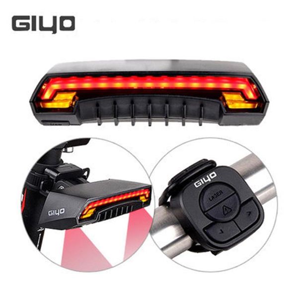 

giyo велосипед свет usb аккумуляторная крепление лампы удаленного беспроводного заднего tail light светодиодные сигналы поворота велоспорт в