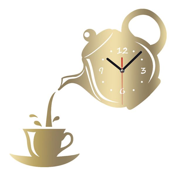 

diy wall clock mirror effect electronic clocks home decor gifts coffee cup shape decorative for bedroom room living decorations