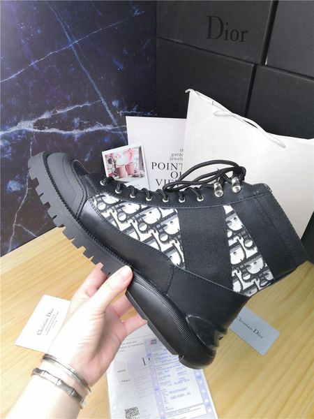 

autumn and winter high-men's casual shoes dark flowers stitching couple boots round head flat heel wear-resistant thick-soled shoes, Black