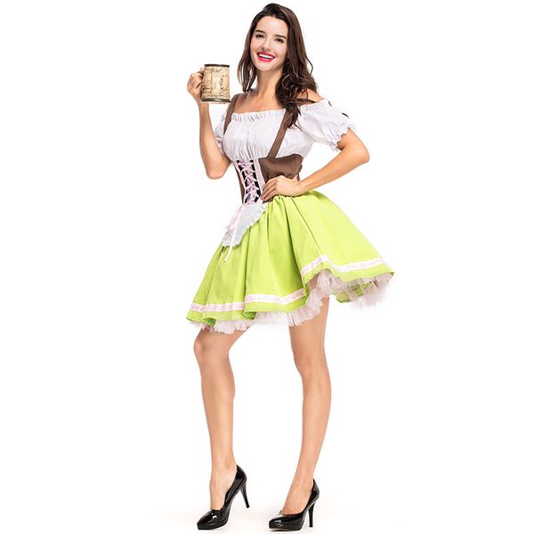 

german oktoberfest bavarian costume women beer festival carnival party fancy dress wench waitress serving maid costume, Black;red