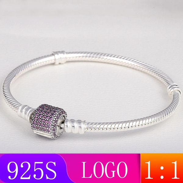

lism [wholesale] s925 sterling silver 2019 winter new 1: 1 purple zircon buckle bracelet fashion lady gift diy original jewelry, Black