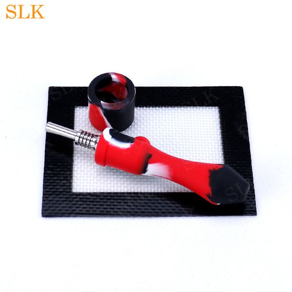 

10mm Tobacco Smoking Pipe Cigar Pipes Concentrate Oil Silicone Pipes Smoking with Titanium Nail silicone dab straw bongs