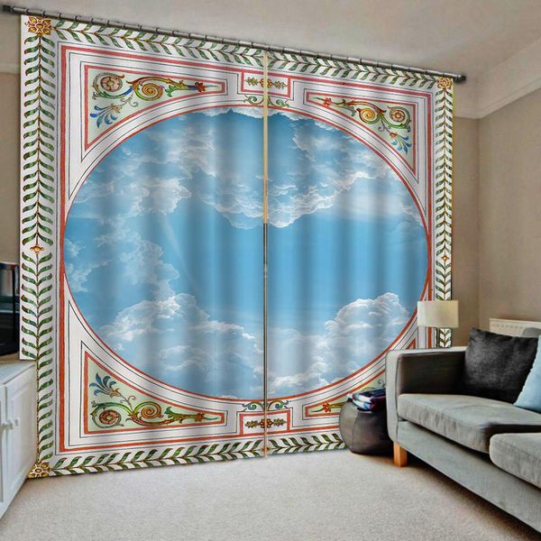 

blue sky curtains bedroom 3d window curtain luxury living room decorate cortina