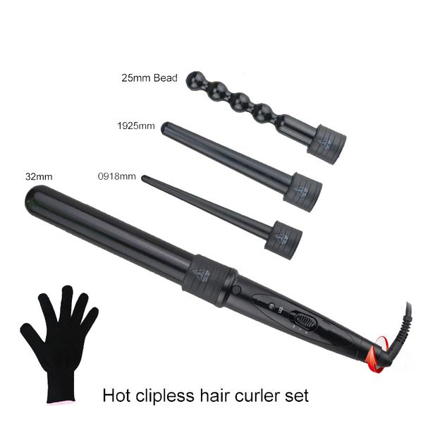 

hair curling iron 4 in 1 curling wand rollers tourmaline ceramic hair curler set interchangeable irons salon care styling tools