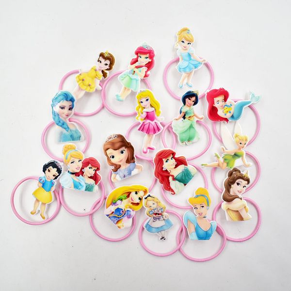 

girl hair jewelry resin princess charm elastic hair bands hairstyle holder resilience rubber band planar cute jewelry, Bronze;silver