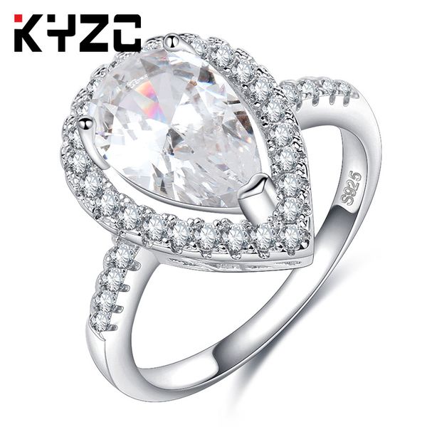 

pear-shaped zircon ring jewelry, Golden;silver