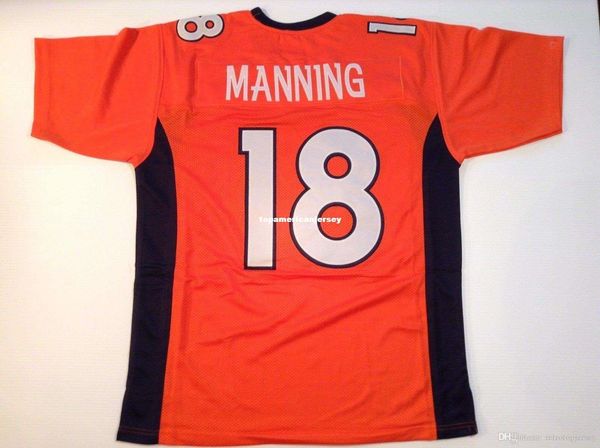 

retro custom sewn stitched #18 peyton manning orange mitchell & ness jersey s-5xl,6xl men's football jerseys rugby, Black;blue