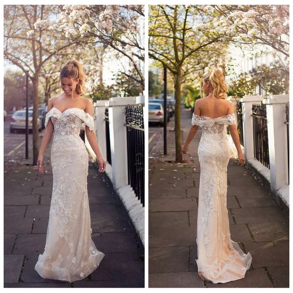 

mermaid lace off shoulder country beach wedding dresses bridal gowns 2019 camo abiti da sposa spring wedding gown nigeria, White
