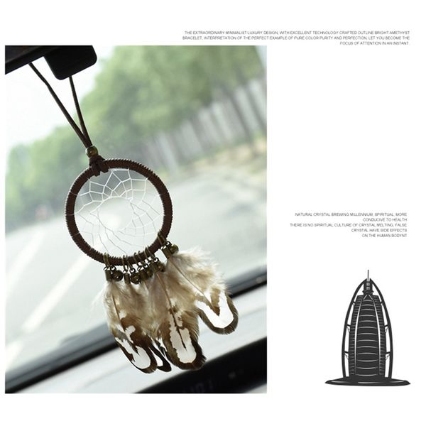 

mini car pendant feather decoration hanging ornaments wind chimes home wall dangle dreamcatcher decor gift universial