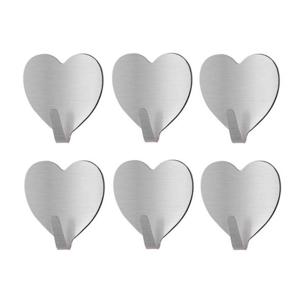 

6pcs stainless steel hanger hook sticky hook for l office home bathroom keys hat