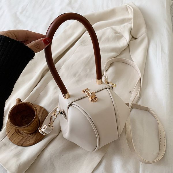 

2020 new quality pu leather women bucket handbags ladies crocodile handle bags vintage bell shape tote bags