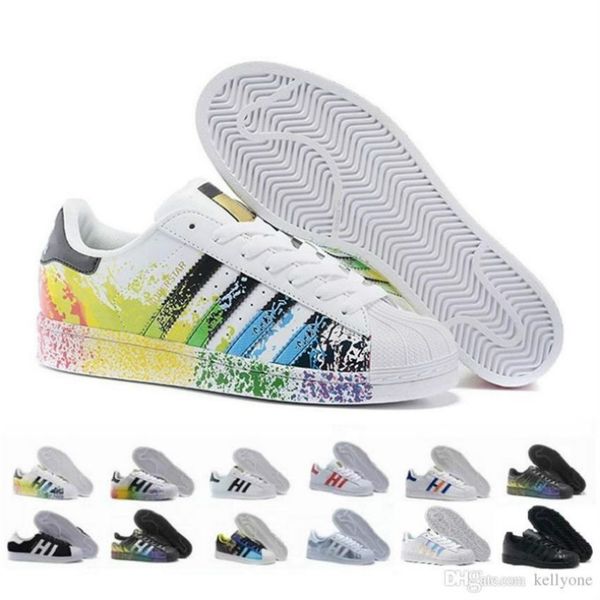 

2018 originals superstar white hologram iridescent gray gold superstars 80s pride sneakers super star women men sport casual shoes eur 36-45, Black