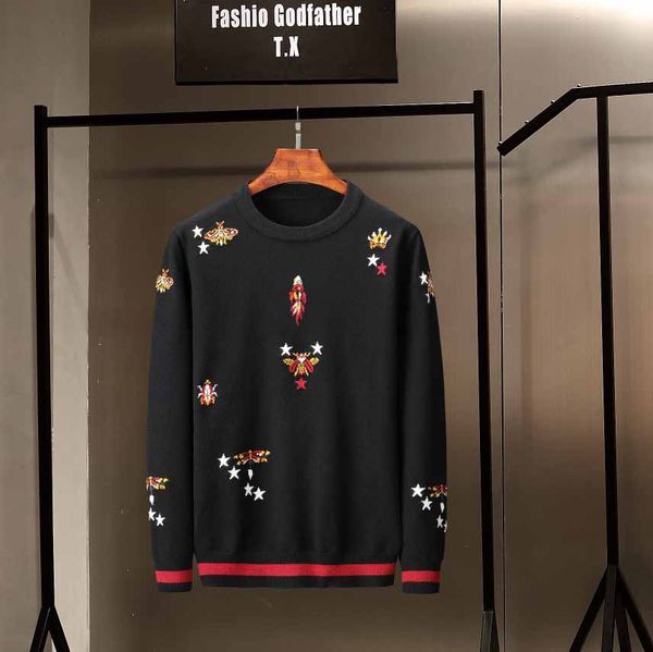 

Осень Зима Черные Свитера Моды для Мужчин С Длинным Рукавом Письмо Печати Пара Св