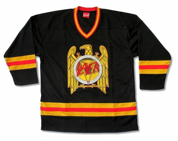 

custom slayer gold eagle black mens hockey jersey shirt new official band merch embroidery stitched customized any number your name