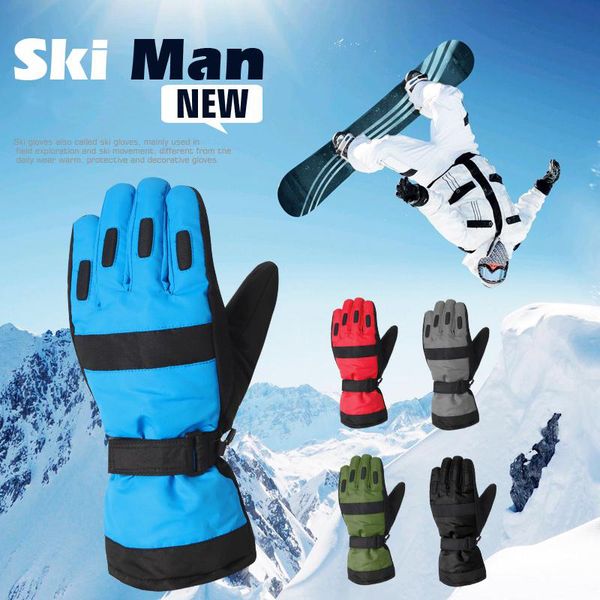 

aonijie outdoor snowmobile motorcycle cycling thermal men winter ski gloves snowboard sports gloves blue gray men