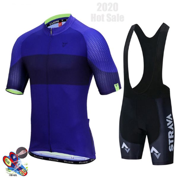 

summer pro team cycling jersey set 2020 new strava mountain bike cycling clothing racing road bicycle clothes set, Black;blue