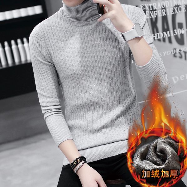 

sweaters men long sleeve winter beige white gray black navy wine red pullovers fleece turtleneck casual new men sweater, White;black