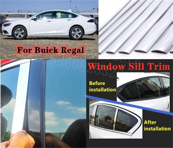 

puou high-quality car full window pillar trim cover stainless steel chrome decoration for regal 2009-15 car styling