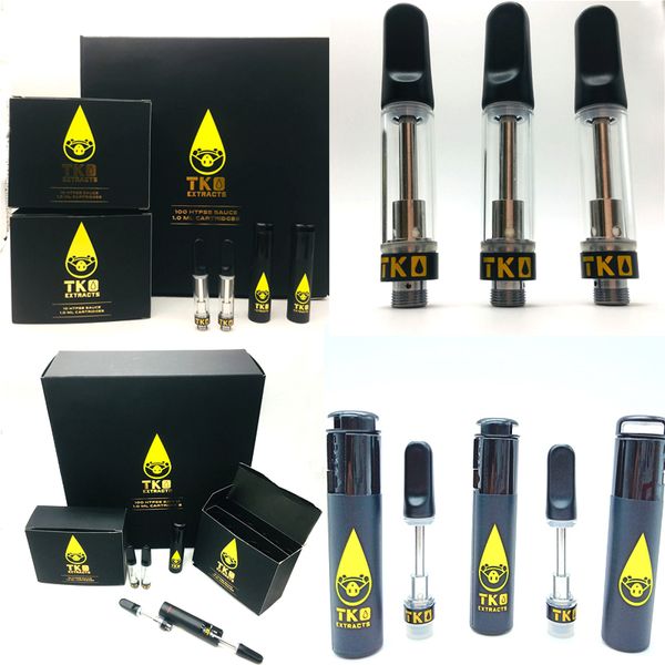 

TKO Соус Vape Картриджи Vape Тележка 0,8 мл Стеклянные Танки 510 Керамических катушки Испарители густого масло Форсунки с черной Tubes Упаковки Пустых ручек