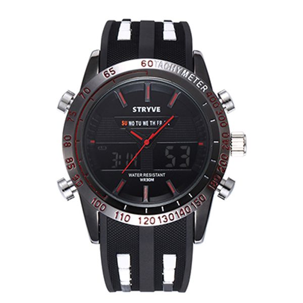 

relogio masculino stryve brand watches men sport digital watch rubber watch for men gifts montre homme waterproof clock s8005, Slivery;brown