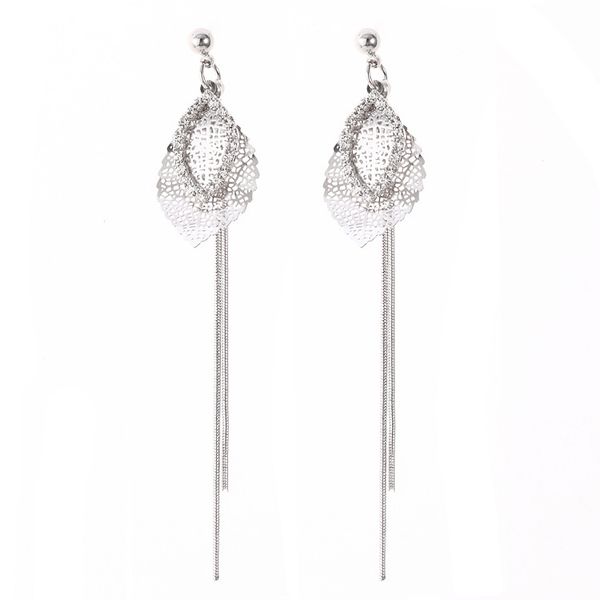 

wholesale- long drop earrings for women statement leaf shape earing retro jewelry accessories er00781, Silver