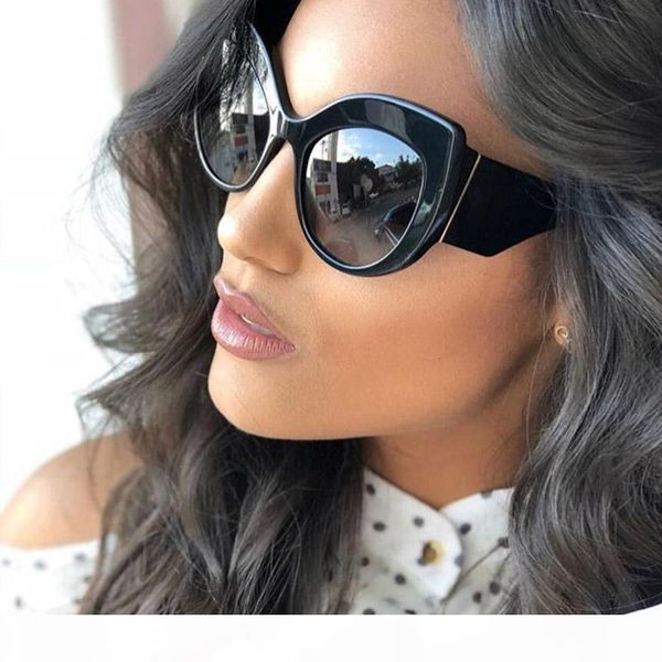 

мода vintage cat eye солнцезащитные очки женщины роскошные ретро вс очки дамы большой кадр женский feminino, White;black