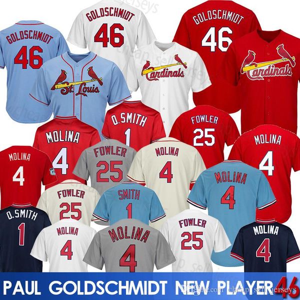 

4 Yadier Molina jersey 46 Paul Goldschmidt St. Louis jersey Cardinals 1 Smith baseball jersey