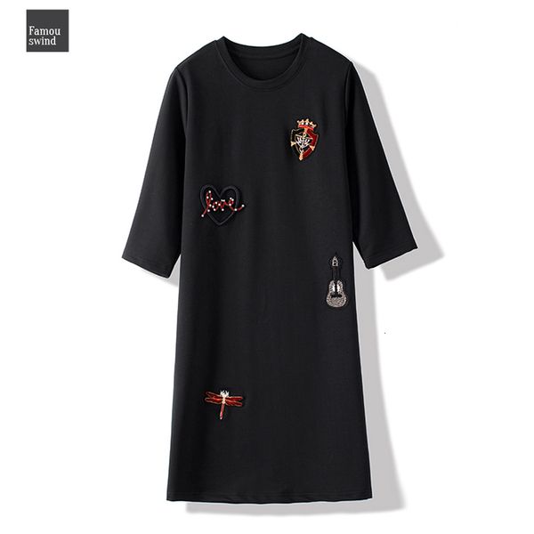 

платья ручной втулки крышка знак аппликации женщины повседневных бисероплетение платье длинных рубашки платье женщина черный сыпучие летнее, Black;gray