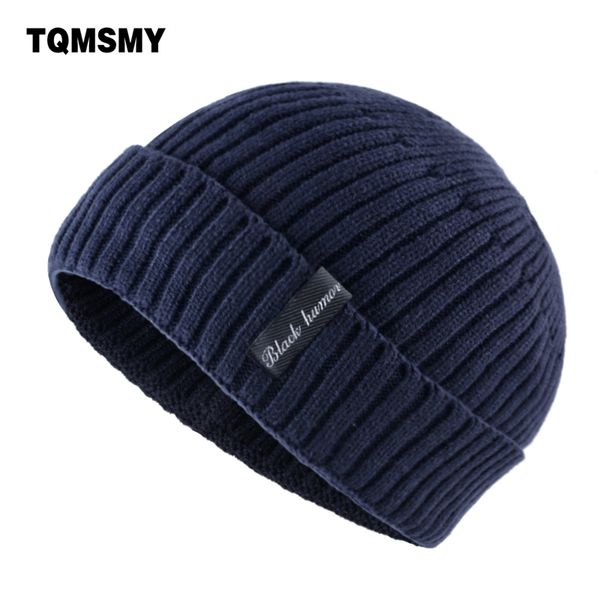 

tqmsmy winter hats for men's beanies knitted wool skullies solid color bone double layer gorro keep warm autumn hat men caps