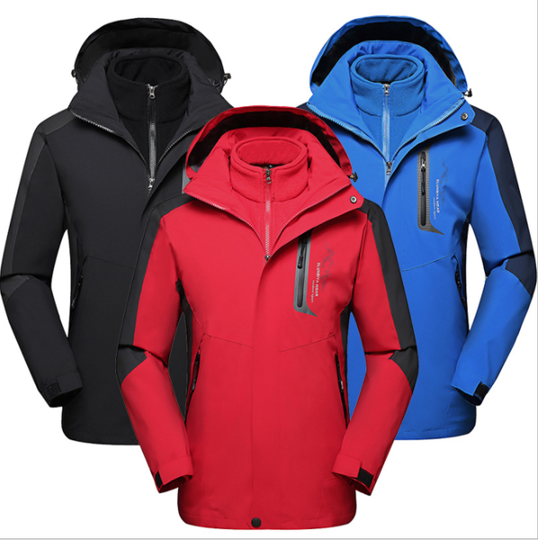 

three-in-one outdoor windproof warm men's and women's thick windproof removable detachable outdoor three-proof clothing, waterpr, Tan;black