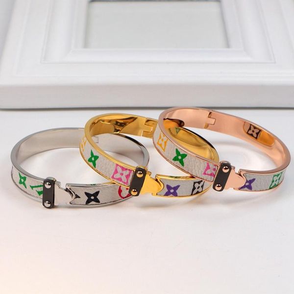 

luxury designer jewelry women bracelets new fashion leather bracelet mens stainless steel bangle bracelets jewelry, Black