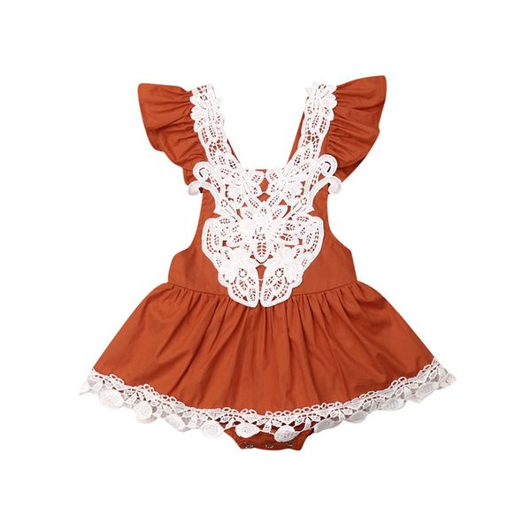 

2019 brand new cute infant kids baby girls lace dress summer sleeve backless sundress lace flowers baby girl mini dress 0-3y, Red;yellow