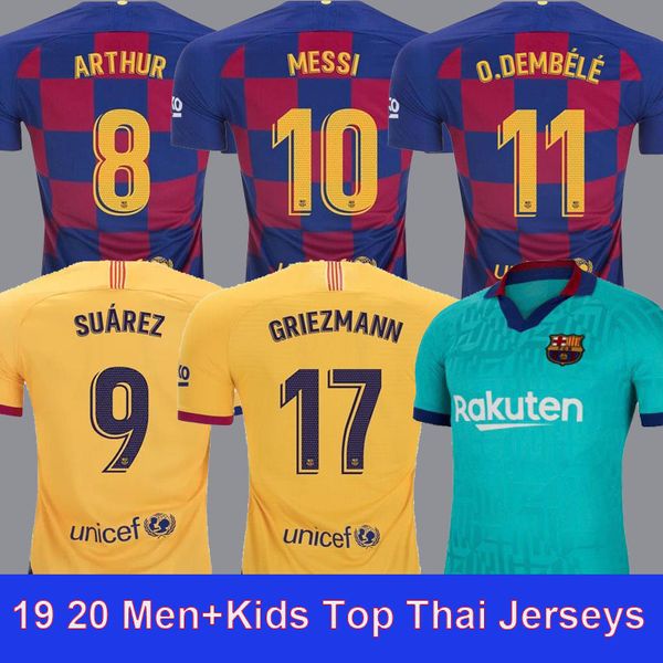 

2019 2020 fc barcelona occer jer ey 19 20 cami eta de futbol an u fati me i griezmann de jong maillot de football hirt men kid kit, Black;yellow