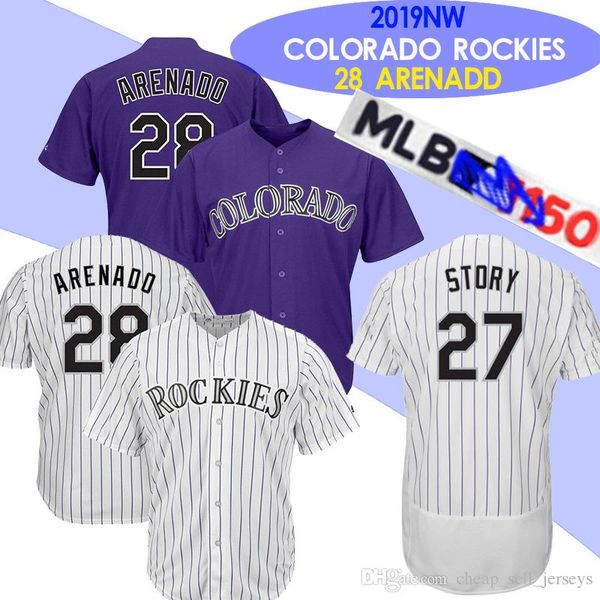 

150th patch 28 Nolan jersey 27 Story Majestic Baseball Jersey