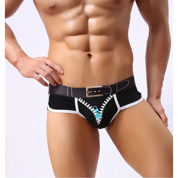 

мужчины моды трусы конструктора сексуальные трусы для mens brand zipper mens печати вскользь трусы luxury дышащего underwears 7 цветов, Black;white