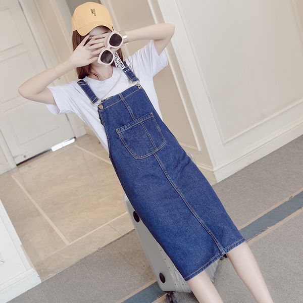 

plus size s-5xl 100kg suspender dress 2018 new spring summer women dress fertilizer added fat long denim straps dresses blue, Black;gray
