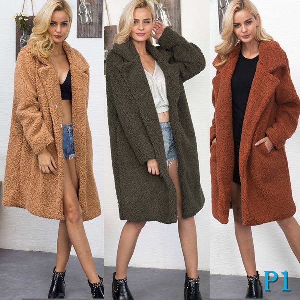 

women designer jacket long warm thick down winter coat women woolen fashion style out wear coat luxury button loose for ladyp1, Black;brown