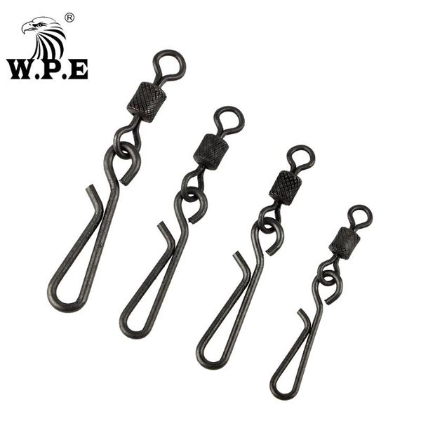 

w.p.e 30pcs/set fishing swivel 1#-4# interlock pin snap fishing connector rolling swivel fishhook accessories tackle