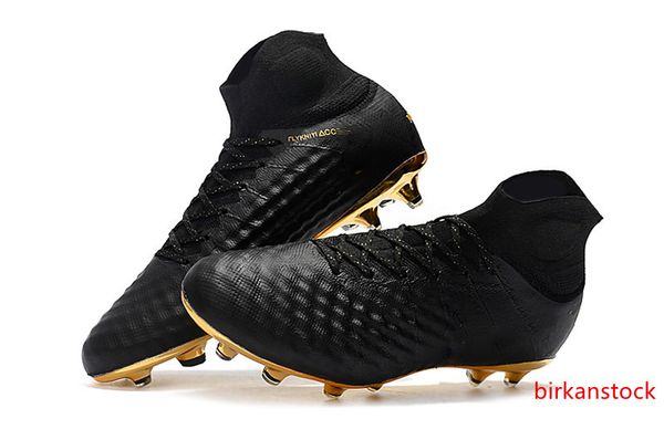

new 100% original magista obra ii soccer shoes black gold soccer cleats high ankle football boots