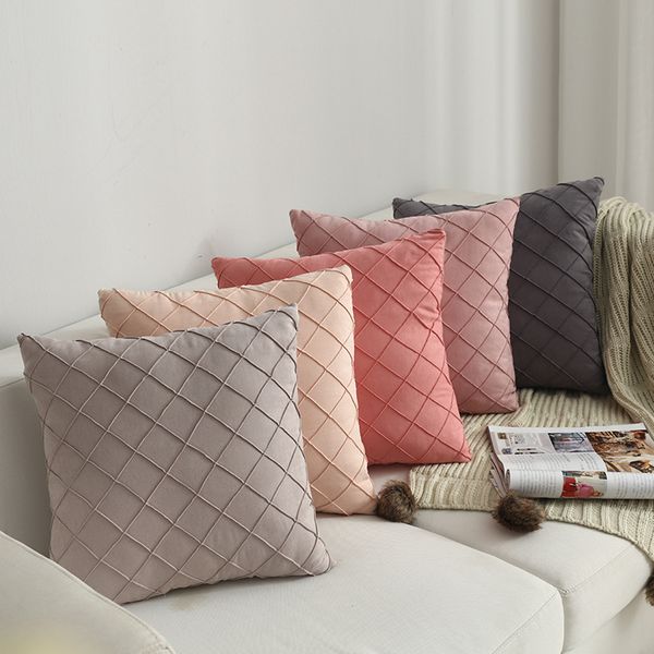 

household supplies modern simple nordic pillow cover suede check luxury cushion cover