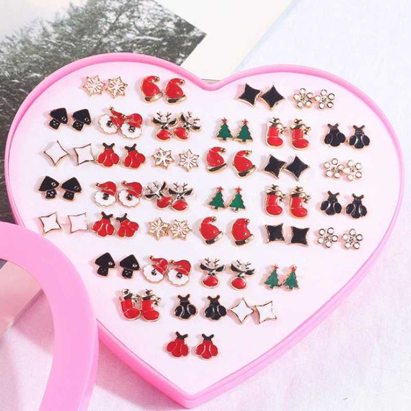 

36 пар / коробка симпатичные снежинка elk елки серьги для девушки уха способа ювелирных изделий новый мультфильм прекрасные рождественские e, Golden;silver