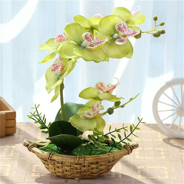 

bonsai orchid ornament fake potted artificial plant home garden greenery decor