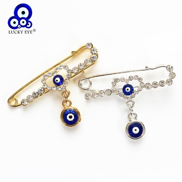 

lucky eye heart evil eye charms brooch & pin gold silver crystal brooch for women men jewelry crystal buckle clips ey5069, Gray