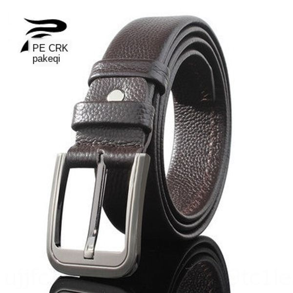 

pin men's leather pin buckle cowhide soft men's eye-piercing belt belt youth fashion, Black;brown
