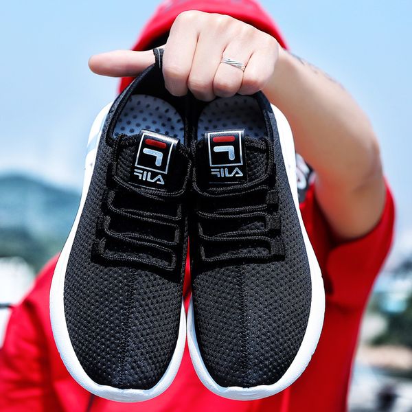 

новая мода дышащая мужская повседневная обувь сетка удобная мужская обувь узелок износостойкие мужские кроссовки zapatillas deportiva 47 t20, Black