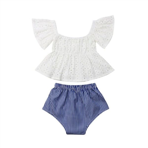 

2pcs toddler kids baby girl clothes lace + leopard shorts outfits clothes baby set kids costume, White